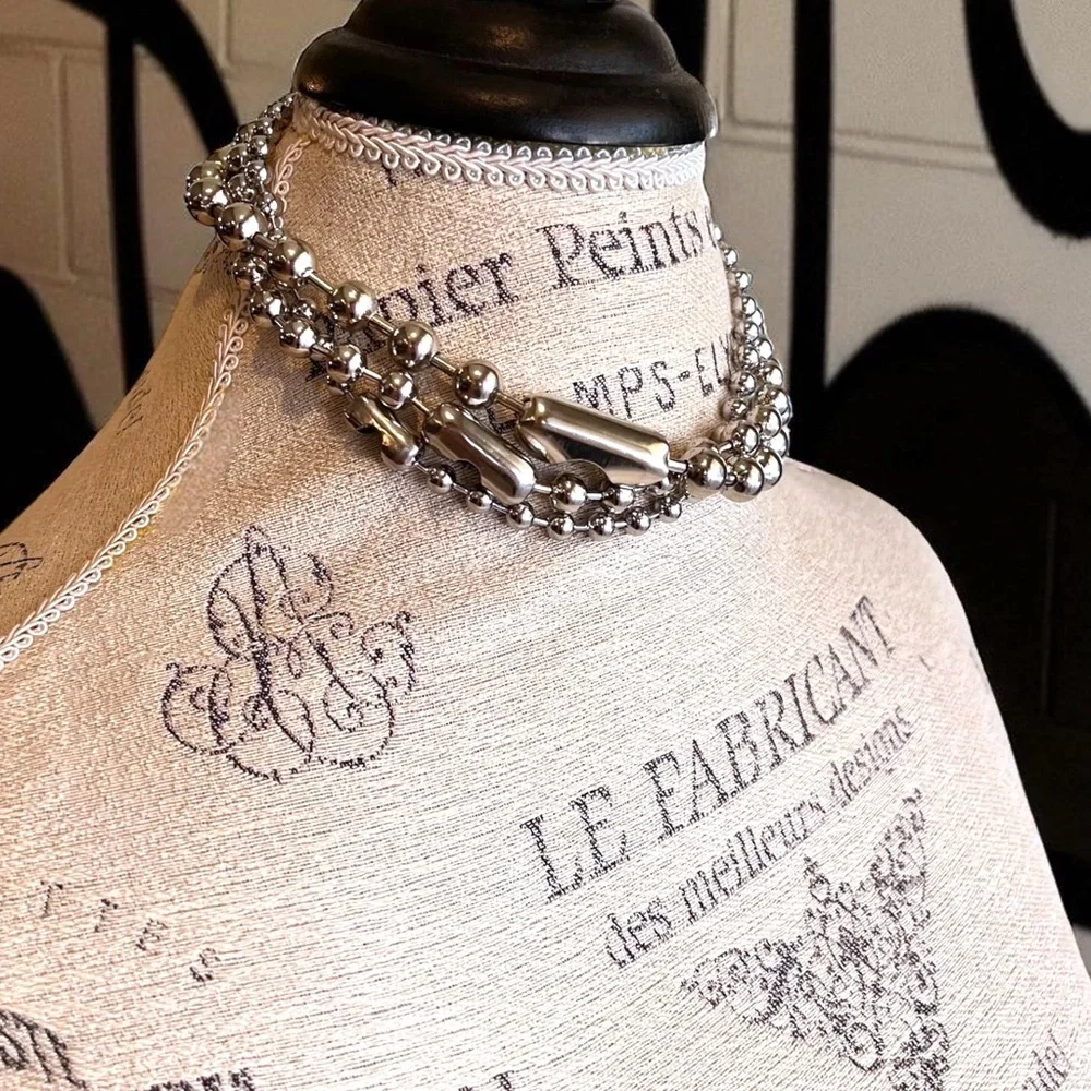 Ball Linked Chain Chunky Choker necklaces modern inspired look 3 different sizes